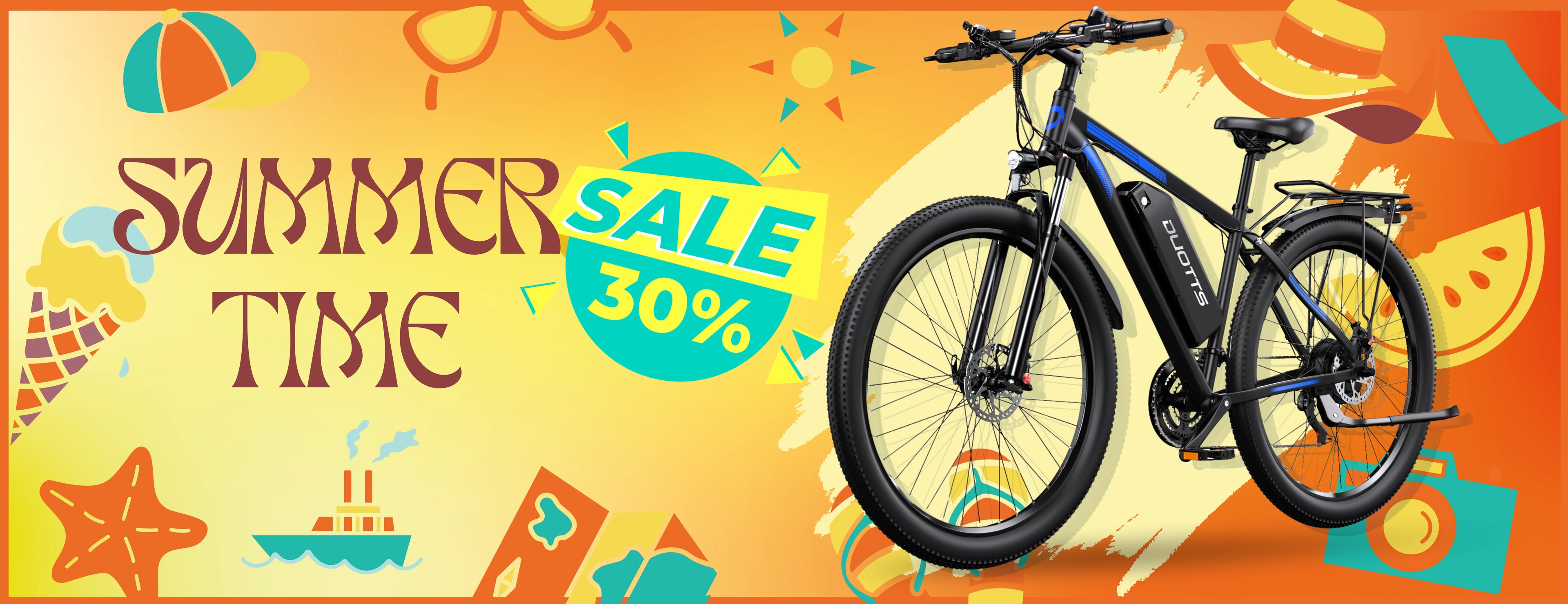 DUOTTS C29 Lite electric mountain bike summer sale banner, 30% off special offer